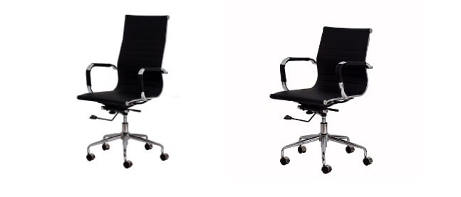 Cadeiras Stripes com encosto alto e encosto baixo