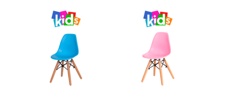 Cadeiras Eiffel kids em modelos azul e rosa
