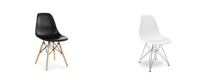 Duas cadeiras Eiffel preta e branca